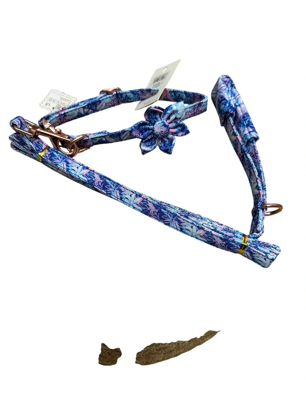 Simply Southern Blue and Pink Floral Bow Dog Collar